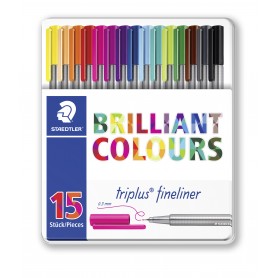 PENNA STAEDTLER TRIPLUS 334-M15 15PZ COLORE ASSORTITI ASTUCCIO IN METALLO FINELINER