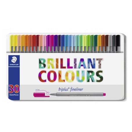 PENNA STAEDTLER TRIPLUS 334-M30 30PZ COLORE ASSORTITI ASTUCCIO IN METALLO FINELINER