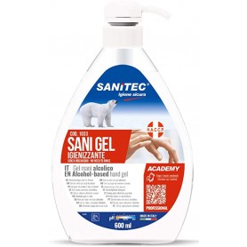 GEL ALCOLICO IGIENIZZANTE MANI SANITEC 600ML ALCOOL 77%, FLACONE CON DOSATORE 1033