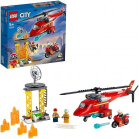 LEGO CITY 60281 ELICOTTERO ANTINCENDIO CON MOTOCICLETTA E MINIFIGURE POMPIERE E PILOTA