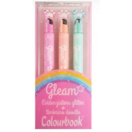 EVIDENZIATORE COLOURBOOK GLEAM ROSA 3PZ CON TIMBRINO