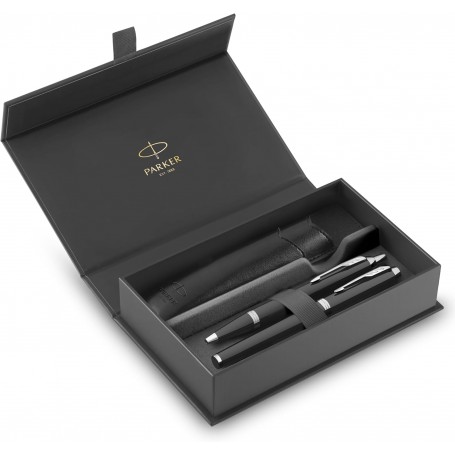 PARKER PENNA IM STILO + SFERA GT BLACK EDITION RIFINITURE CROMATE